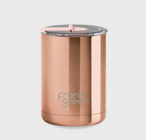 Home Entertainment: 12oz Ceramic Coffee Cup with Hinged Screw Lid Rose Gold