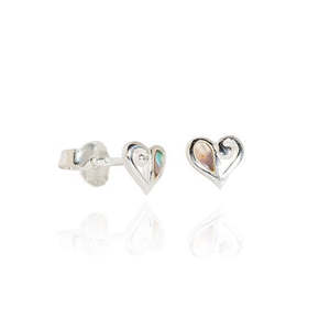 Earrings 1: Mini Paua Heart Studs - Paua - Earrings