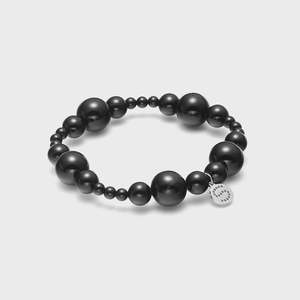 Bracelets 1: Ombre Bracelet (Black/Silver) - Black Onyx beaded bracelet