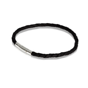 Bracelets 1: Leather Bracelet Black - Charm Carrier - 19cm