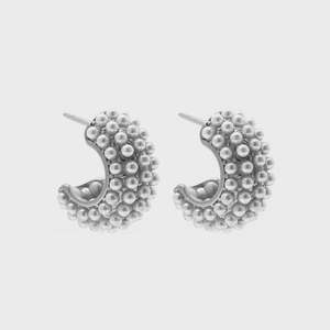 Hera Hoop Earrings ( Pearl / Silver)