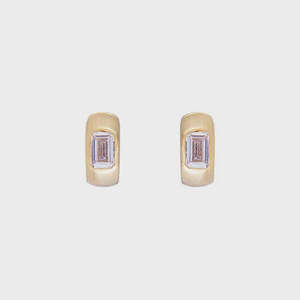 Crystal Emerald Cut Huggies
