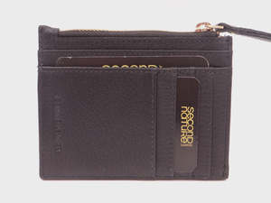 Leather Card & Coin Holder - Black