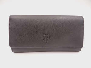 Wallets: Large Leather Zip Wallet - Black