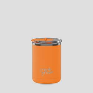 12oz Ceramic Coffee Cup with Hinged Screw Lid Neon Orange