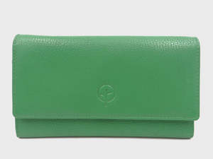 Second Nature Leather Tri-Fold Organiser Wallet - Green Apple