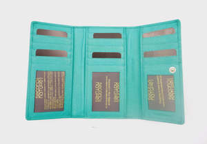 Second Nature Leather Tri-Fold Organiser Wallet - Aqua