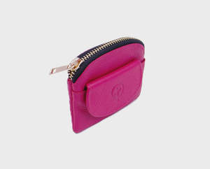 Small Leather Coin Purse  - Fuschia