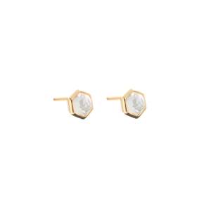 Mini Harmony Studs (Crystal Quartz/Gold)