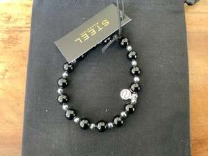 Jewellery Rings Bracelets Earrings Necklace: Aurora Bracelet Black Onyx + Silver
