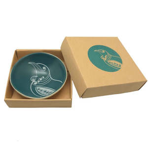 Jo Luping Design - Tui White On Teal - 7cm Porcelain Bowl