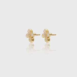 Flora Stud Earrings Clear + Gold