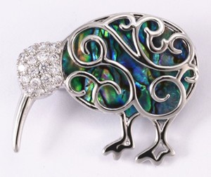 Fashion Jewellery: Paua Kiwi Brooch