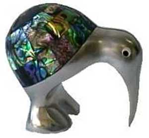 Metal & Paua Kiwi Ornament