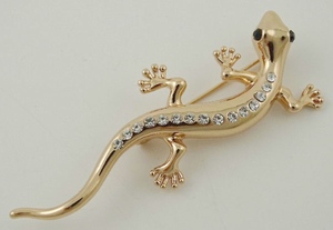 Rose Gold Lizard Brooch
