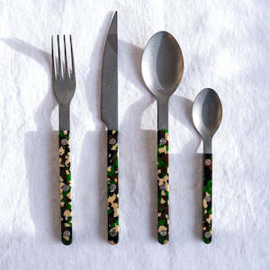 Vintage Bistrot 4 Piece Cutlery Set, Camouflage Green