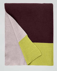 Suite 702: Merino Knitted Plaid Throw / Bordeaux-Peach-Lime