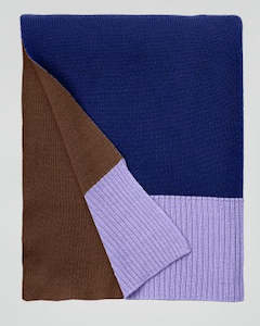 Merino Knitted Plaid Throw / Blue-Brown-Lilac