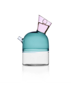 Travasi Oil bottle, clear/pink/petrol blue