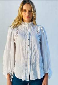 Spicy Sugar: Spicy Sugar | Lace Cotton Blouse - White
