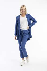 Orientique: Orientique | Terry Knit Sweat Shirt Hooded Long - Blue