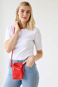 Archer House: ARCHER HOUSE-Long Cross Body Shoulder Strap Bag| Red