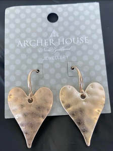 Archer House: Archer House - Drop Heart Hook Earrings | Rose Gold