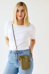 ARCHER HOUSE-Long Cross Body Shoulder Strap Bag| Olive green