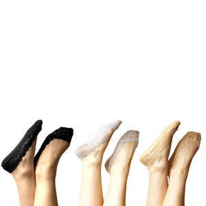 Minx: Minx - Lace Sockette 3 pack | Black/White/Nude