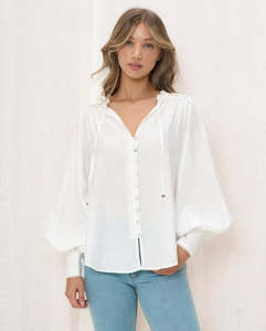 Shirts: Iris Maxi | White Detailed Blouse
