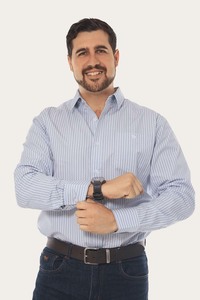 Shirts: Territory Mens Office Stripe Dress Shirt Blue