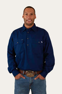 Ringers Western - King River Mens Half Button Work Shirt |Navy