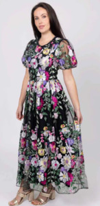 Augustine: Augustine - KYLIE EMBROIDERED MAXI DRESS BLACK FLORAL