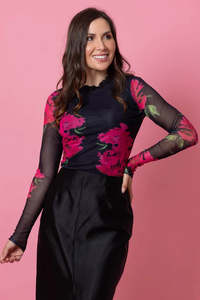 Augustine: Augustine Katie Top Black Floral