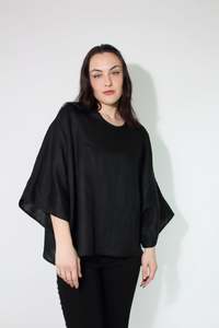 JACLYN M Oliver Linen Top - Black