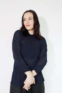 JACLYN M Grace Crinkle Blouse - Midnight