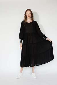Jaclyn M: JACLYN M - Demi Tiered Dress | Black
