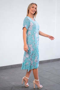 Sale: Willow Tree | Striped Floral Panel Dress - Green