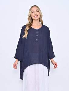 Cali Co: Cali & Co | Hi Lo Linen Tunic - Navy