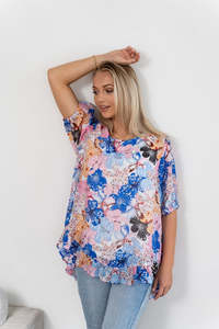 Sale: QQ Fashion | Floral Blue Top
