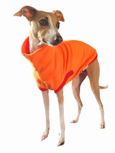 Dog Cat Fashion: STYLECOM.NZ - Bright Orange + Red Fleece Dog Top - Size L