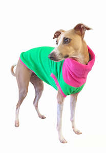 STYLECOM.NZ - Lime + Pink Fleece Dog Top - Size L