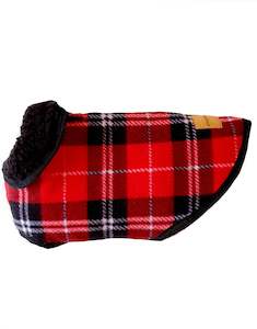 Dog Cat Fashion: STYLECOM.NZ ▪︎ STYLISH RED TARTAN SHERPA COAT • Size S