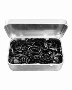 Styling Clips: HAIR TIES IN SILVER TIN CASE ▪︎ x100 BLACK