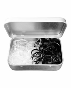 Hair Ties In Silver Tin Case ▪︎ x100 Mixed