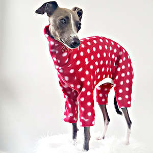STYLECOM.NZ - NZ Designer Dog PJs - Red + White Polka Dot - Size L
