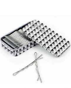 Y S Park Accessories: Y.S PARK ~ SILVER HAIR PINS IN TIN CASE (30 Pieces)