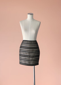 Products: Pagani - Gold Woven Mini Skirt, Size 8 - Styled in Seconds