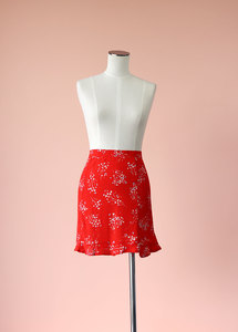 Products: Glassons - Red Floral Mini Skirt, Size 10 - Styled in Seconds