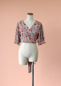 Products: Seeking Lola - Floral Wrap Top, Size 10 - Styled in Seconds